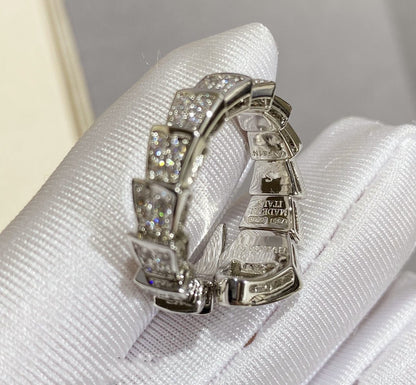 [⭐Aura]SERPENTI LARGE RING SILVER DIAMOND PAVED