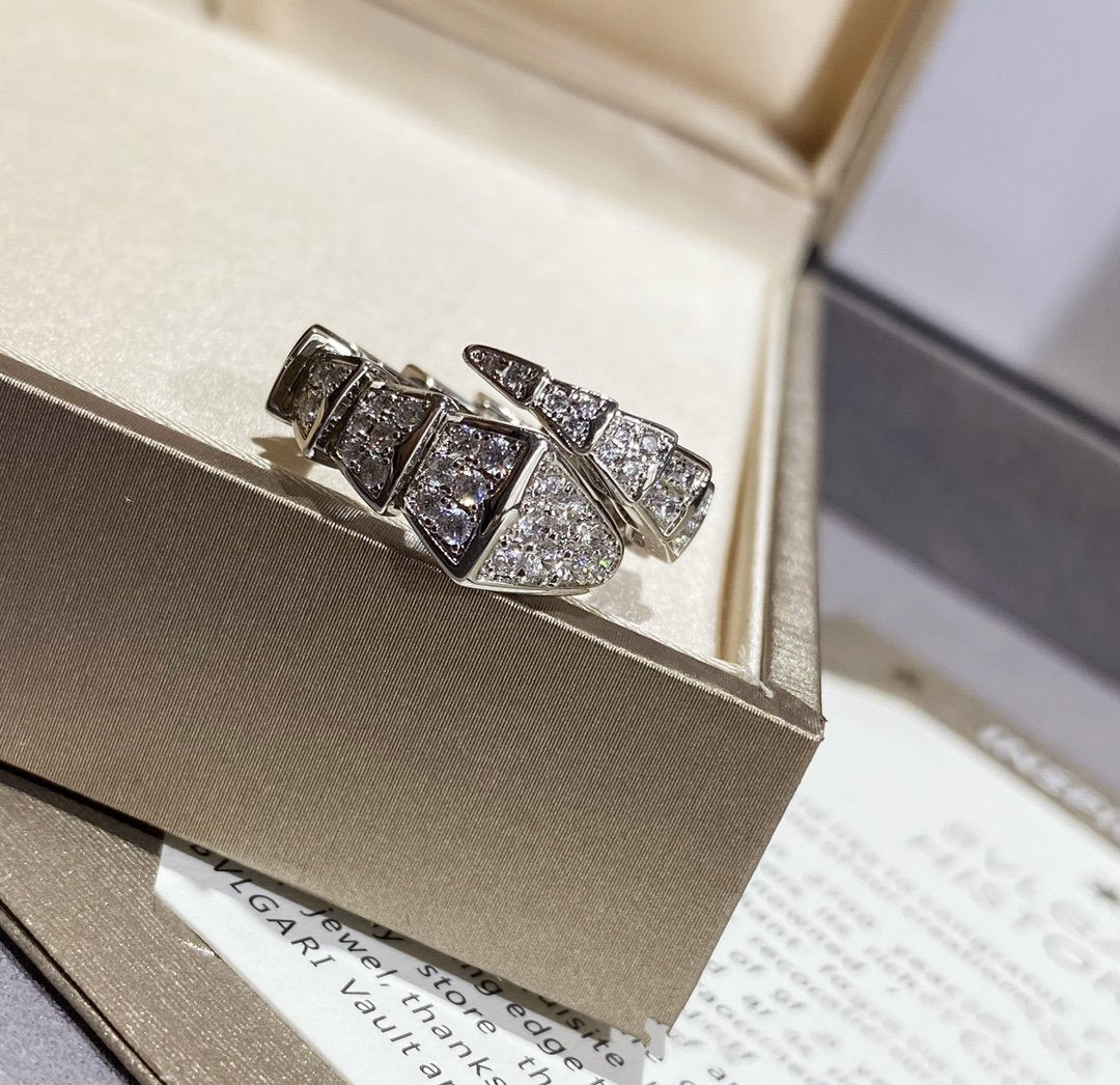 [⭐Aura]SERPENTI LARGE RING SILVER DIAMOND PAVED