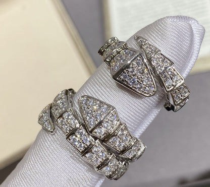[⭐Aura]SERPENTI LARGE RING SILVER DIAMOND PAVED