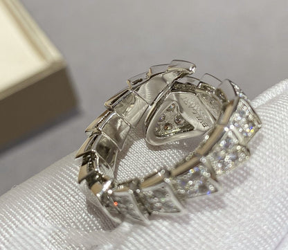 [⭐Aura]SERPENTI LARGE RING SILVER DIAMOND PAVED