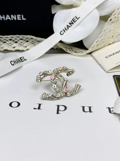 [⭐Aura]26C Pink-White Enamel Ice Cream Cone Double C Brooch