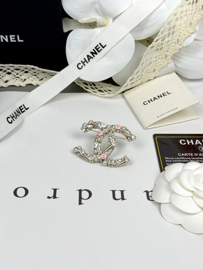 [⭐Aura]26C Pink-White Enamel Ice Cream Cone Double C Brooch