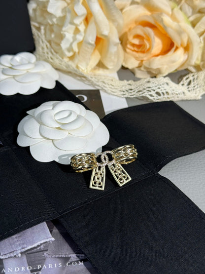 [⭐Aura]25K Hollow Bow Brooch