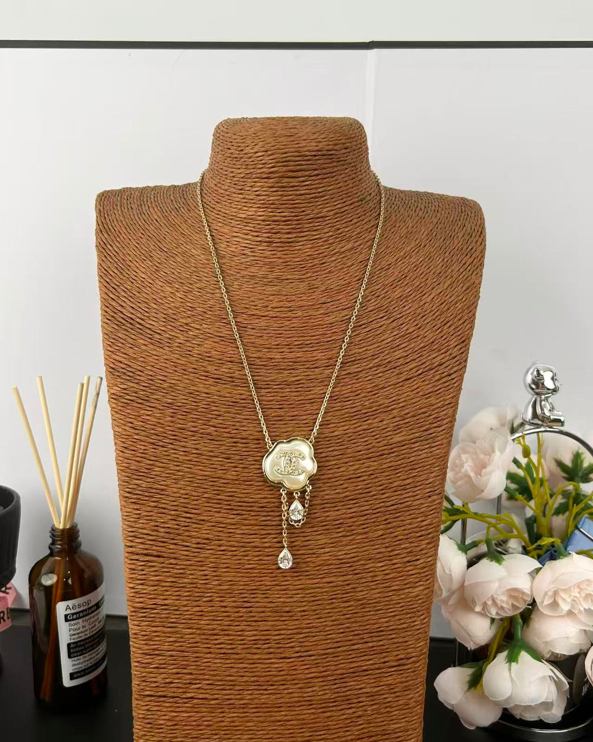 [⭐Aura]Cloud Pearl Mother-of-Pearl Diamond Chain Pendant Necklace