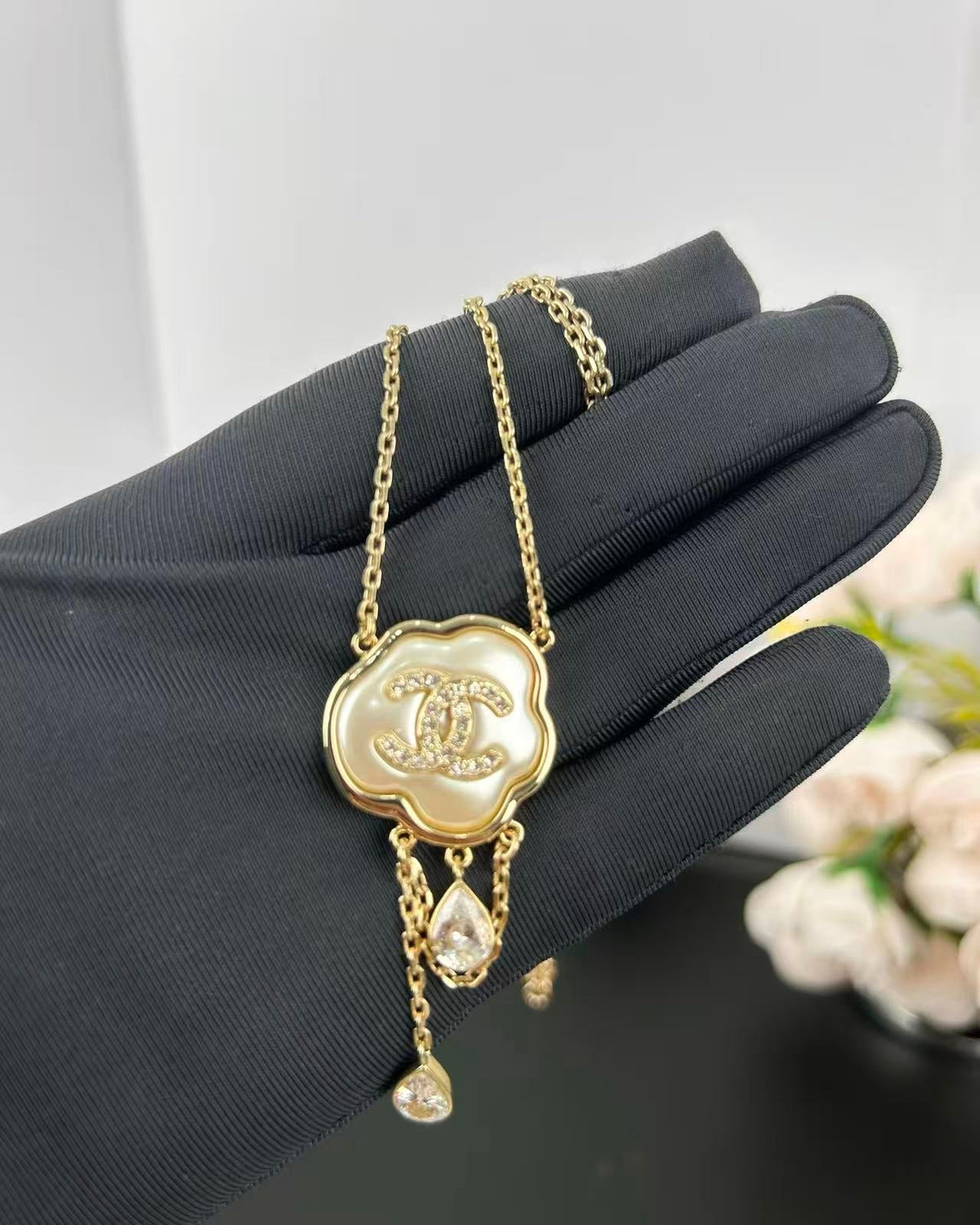 [⭐Aura]Cloud Pearl Mother-of-Pearl Diamond Chain Pendant Necklace