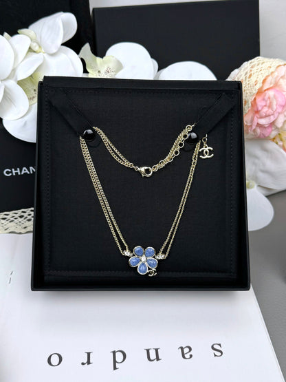 [⭐Aura]New Blue Floral Double-Layer Necklace