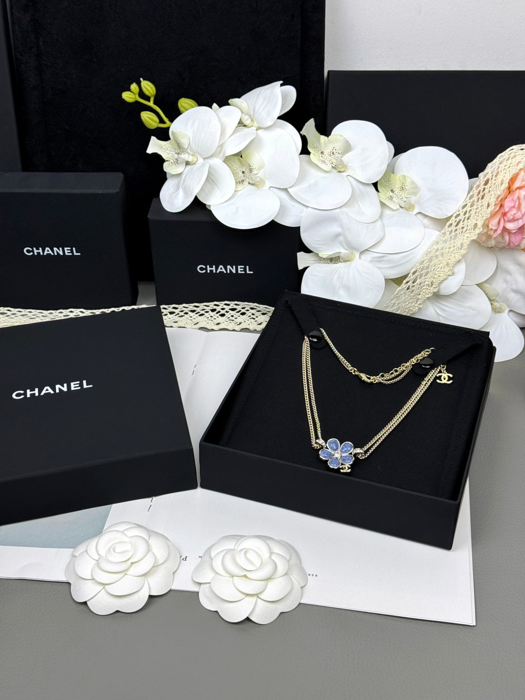 [⭐Aura]New Blue Floral Double-Layer Necklace