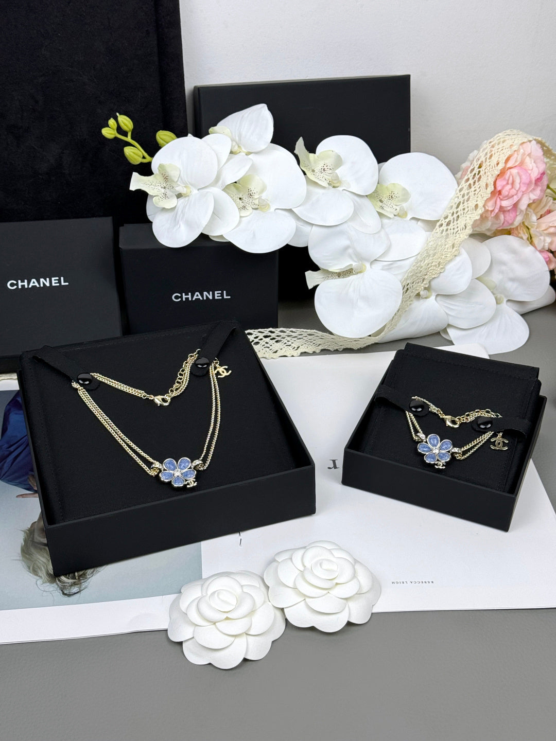 [⭐Aura]New Blue Floral Double-Layer Necklace
