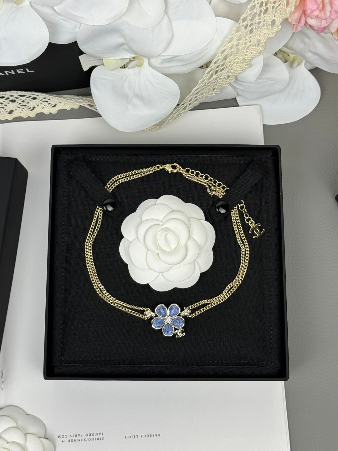[⭐Aura]New Blue Floral Double-Layer Necklace
