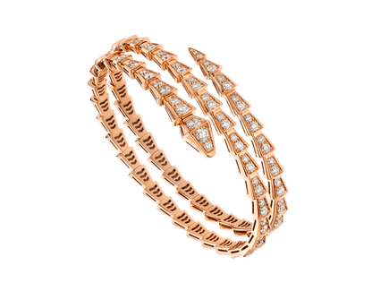 [⭐Aura]SERPENTI BRACELET PINK GOLD DIAMOND DOUBLE ROW