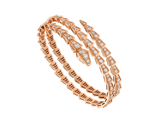 [⭐Aura]SERPENTI BRACELET PINK GOLD DIAMOND DOUBLE ROW