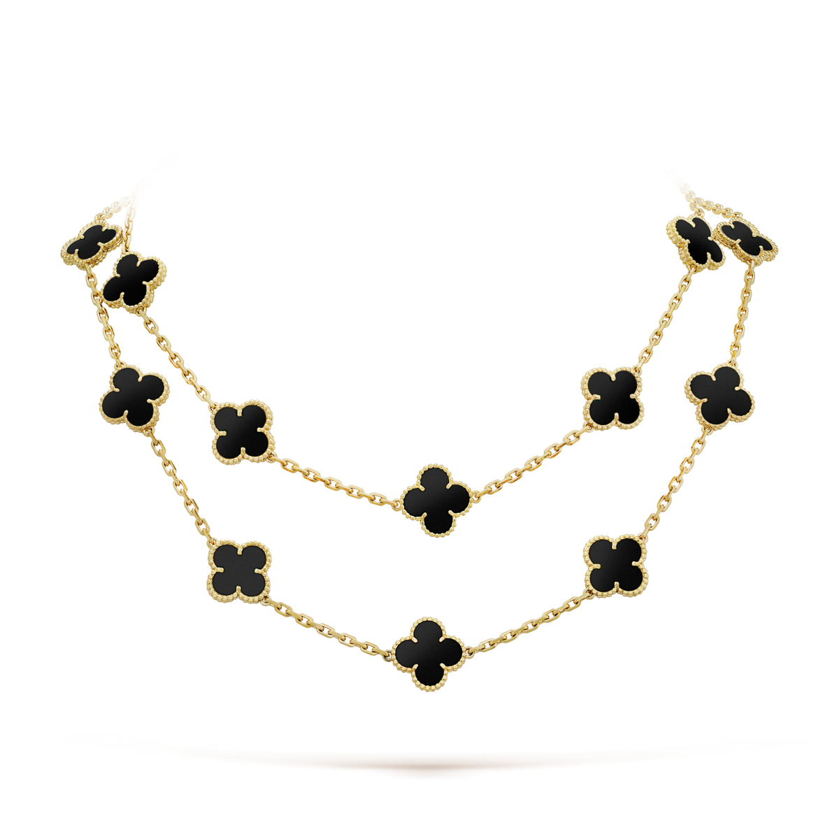 [⭐Aura]CLOVER 20 MOTIFS ONYX NECKLACE