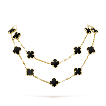 [⭐Aura]CLOVER 20 MOTIFS ONYX NECKLACE
