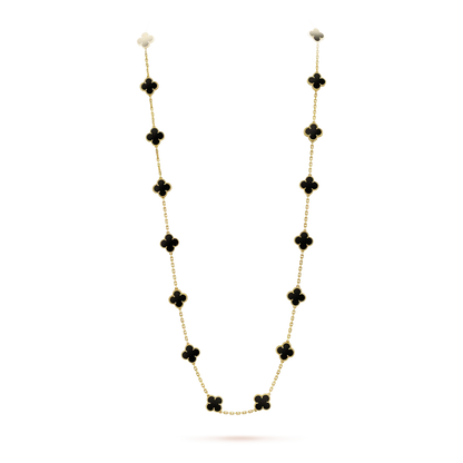 [⭐Aura]CLOVER 20 MOTIFS ONYX NECKLACE