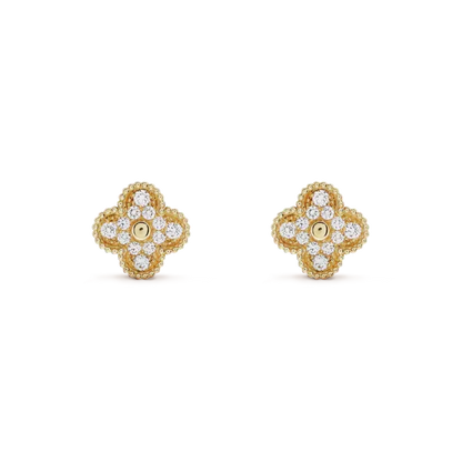 [⭐Aura]CLOVER MEDIUM 1 MOTIFS FUll DIAMOND EARRINGS