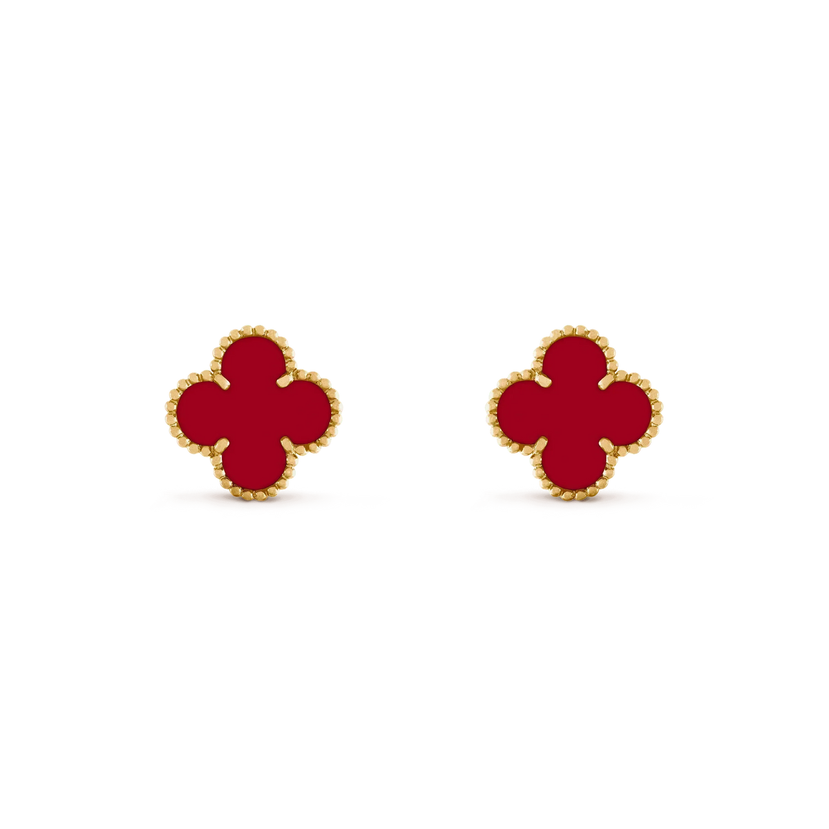 [⭐Aura]CLOVER MEDIUM 1 MOTIFS CARNELIAN  EARRINGS