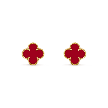 [⭐Aura]CLOVER MEDIUM 1 MOTIFS CARNELIAN  EARRINGS