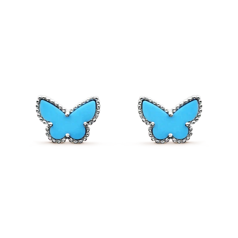[⭐Aura]BUTTERFLY TURQUOISE EARRINGS SILVER