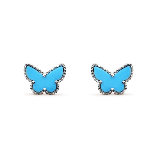 [⭐Aura]BUTTERFLY TURQUOISE EARRINGS SILVER