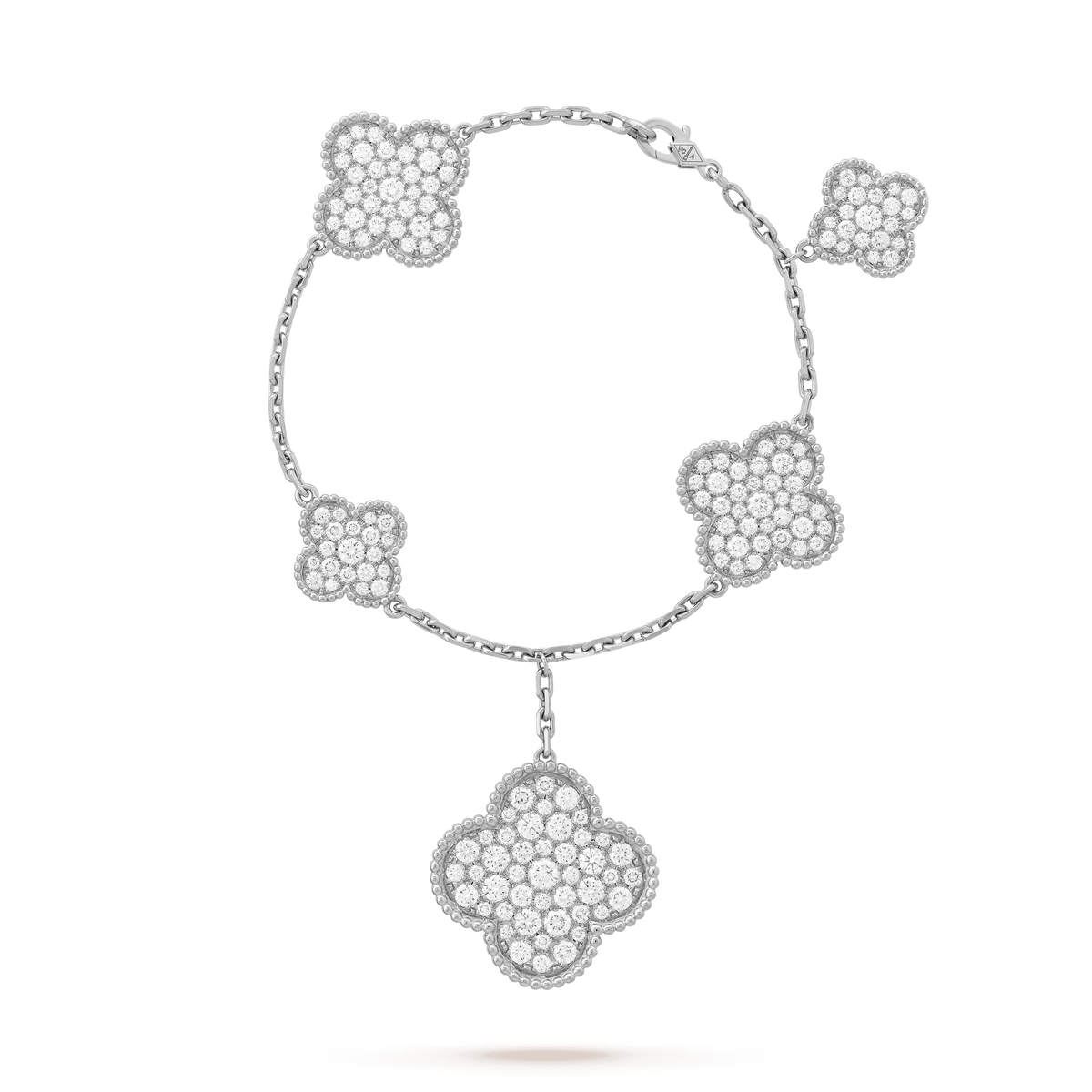 [⭐Aura]CLOVER 6 MOTIFS SILVER DIAMOND BRACELET