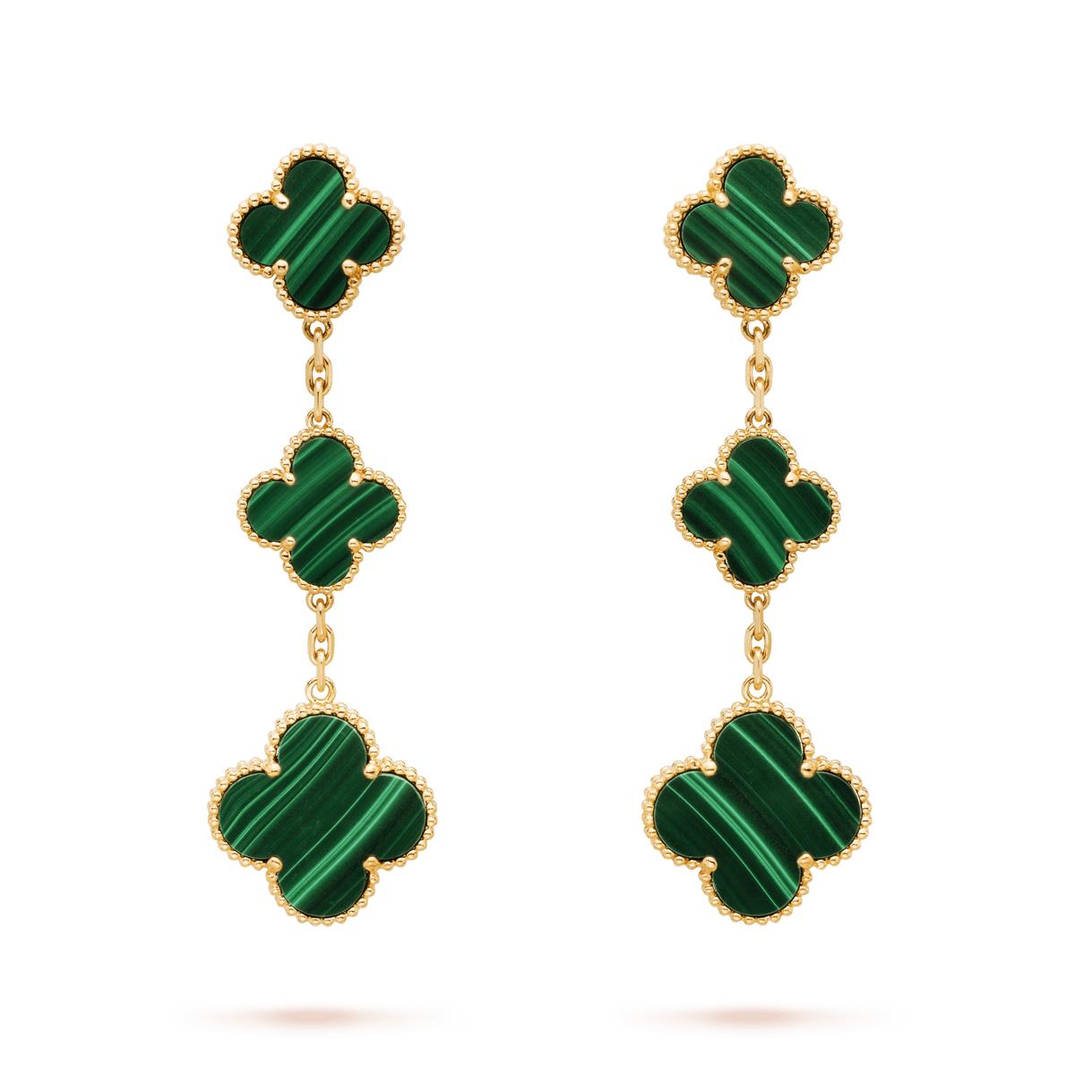 [⭐Aura]CLOVER MALACHITE 3 MOTIFS GOLD