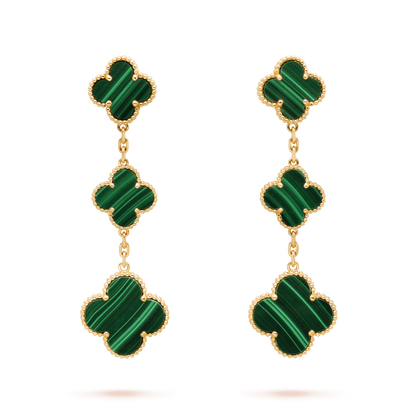[⭐Aura]CLOVER MALACHITE 3 MOTIFS GOLD