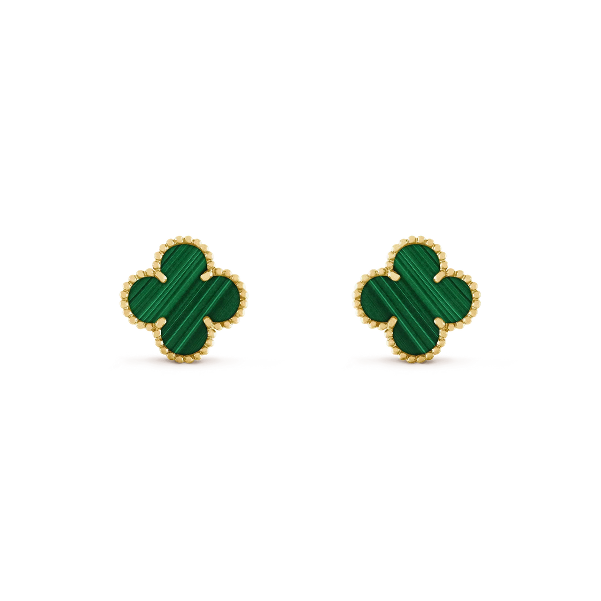 [⭐Aura]CLOVER MEDIUM 1 MOTIFS MALACHITE  EARRINGS