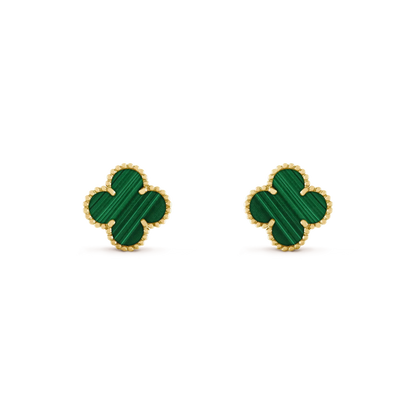 [⭐Aura]CLOVER MEDIUM 1 MOTIFS MALACHITE  EARRINGS