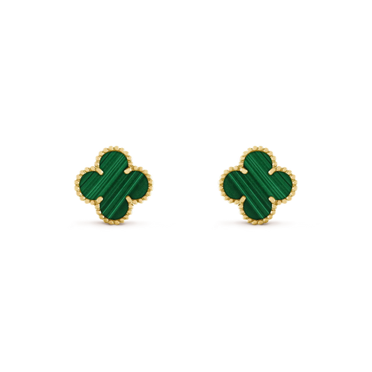 [⭐Aura]CLOVER MEDIUM 1 MOTIFS MALACHITE  EARRINGS