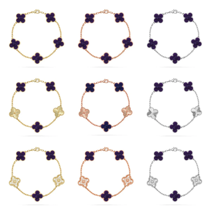 [⭐Aura]CLOVER 5 MOTIF PURPLE STRIPES BRACELET COLLECTION