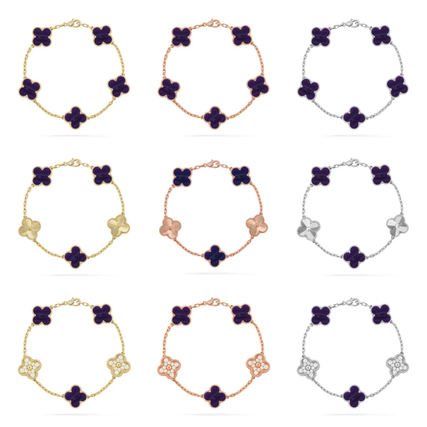 [⭐Aura]CLOVER 5 MOTIF PURPLE STRIPES BRACELET COLLECTION