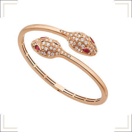[⭐Aura]SERPENTI BRACELET PINK GOLD DIAMOND DOUBLE SNAKE