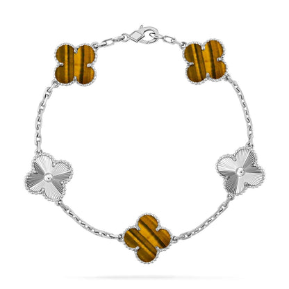 [⭐Aura] CLOVER 5 MOTIFS TIGER EYE BRACELET COLLECTION