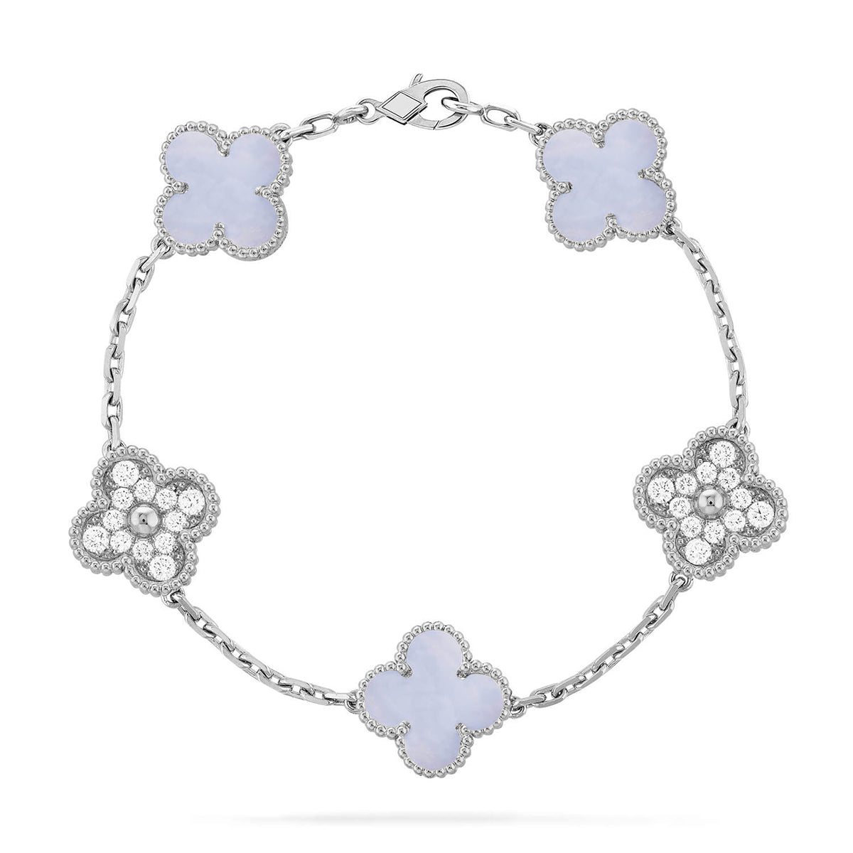 [⭐Aura] CLOVER 5 MOTIF PURPLE CHALCEDONY BRACELET COLLECTION