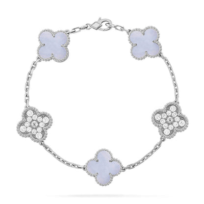 [⭐Aura] CLOVER 5 MOTIF PURPLE CHALCEDONY BRACELET COLLECTION