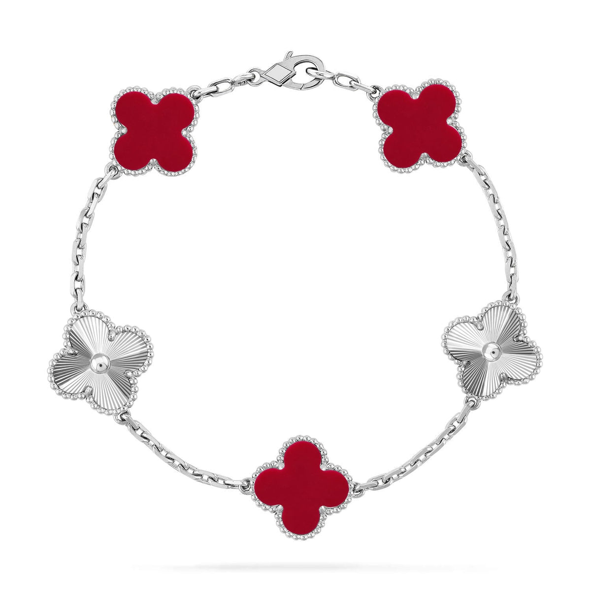 [⭐Aura] CLOVER 5 MOTIF RED CORNELIAN BRACELET COLLECTION