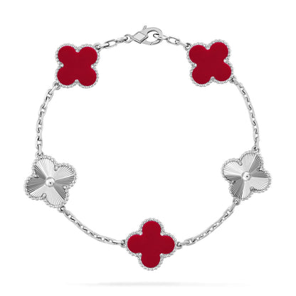 [⭐Aura] CLOVER 5 MOTIF RED CORNELIAN BRACELET COLLECTION