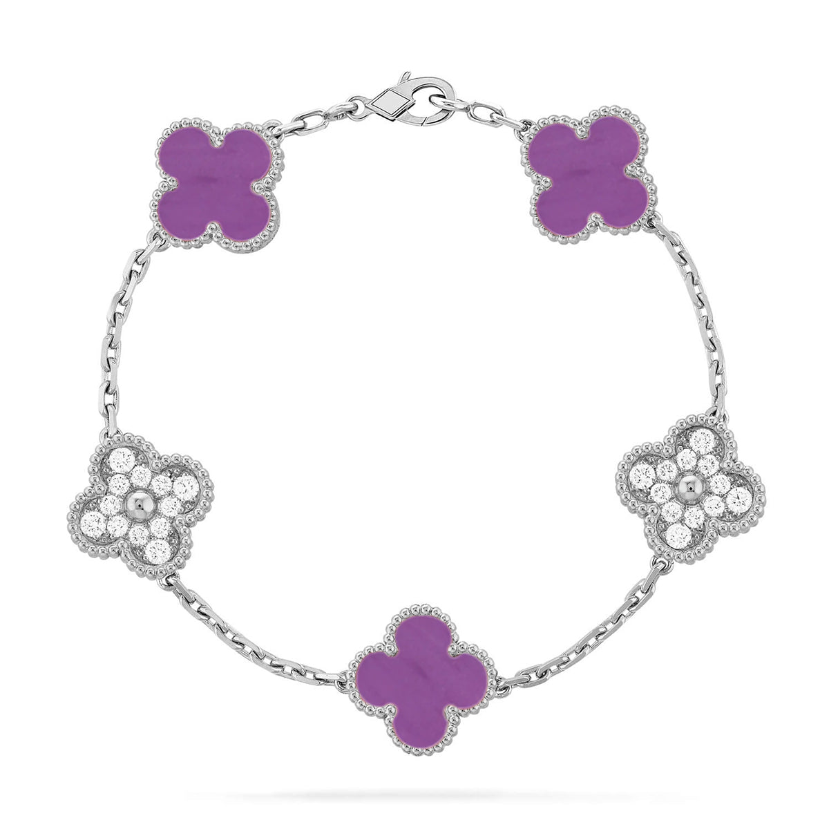 [⭐Aura] CLOVER 5 MOTIF VIOLET BRACELET COLLECTION