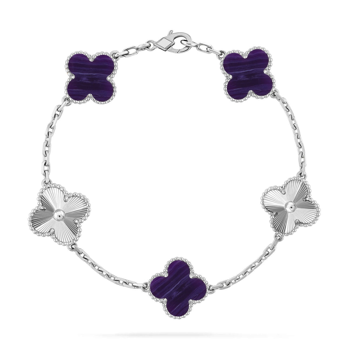 [⭐Aura]CLOVER 5 MOTIF PURPLE STRIPES BRACELET COLLECTION