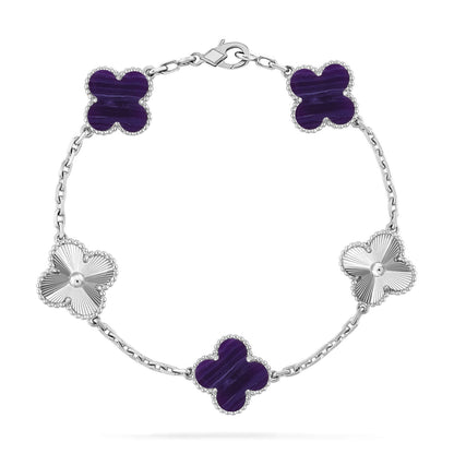 [⭐Aura]CLOVER 5 MOTIF PURPLE STRIPES BRACELET COLLECTION
