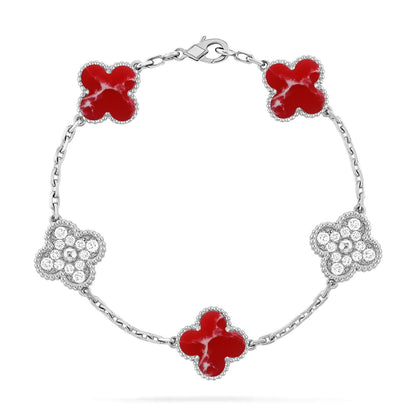 [⭐Aura]CLOVER 5 MOTIF RED PATTERN BRACELET COLLECTION