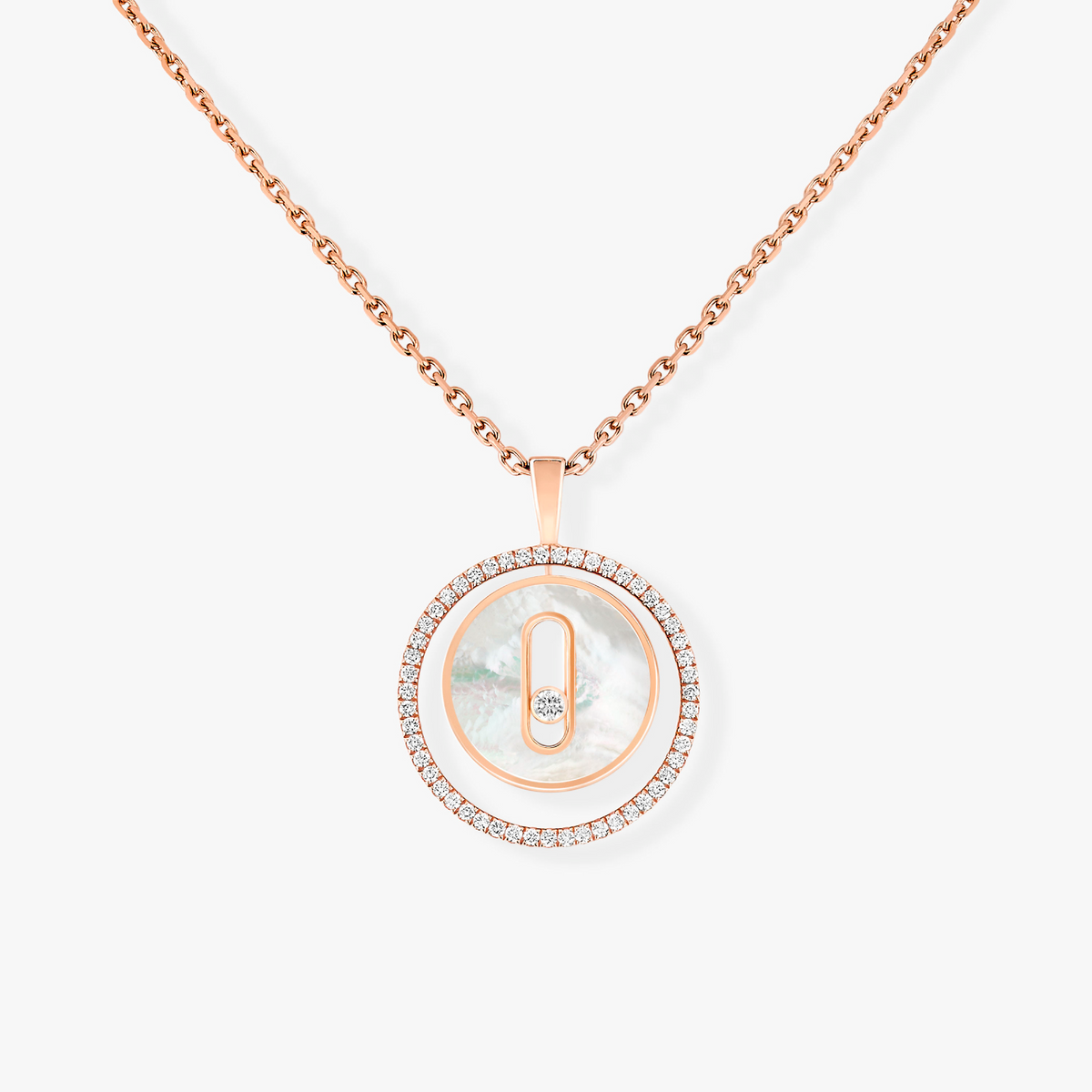 [⭐Aura]Demo MOVE 1 DIAMOND WHITE MOTHER OF PEARL PINK GOLD DIAMOND NECKLACE