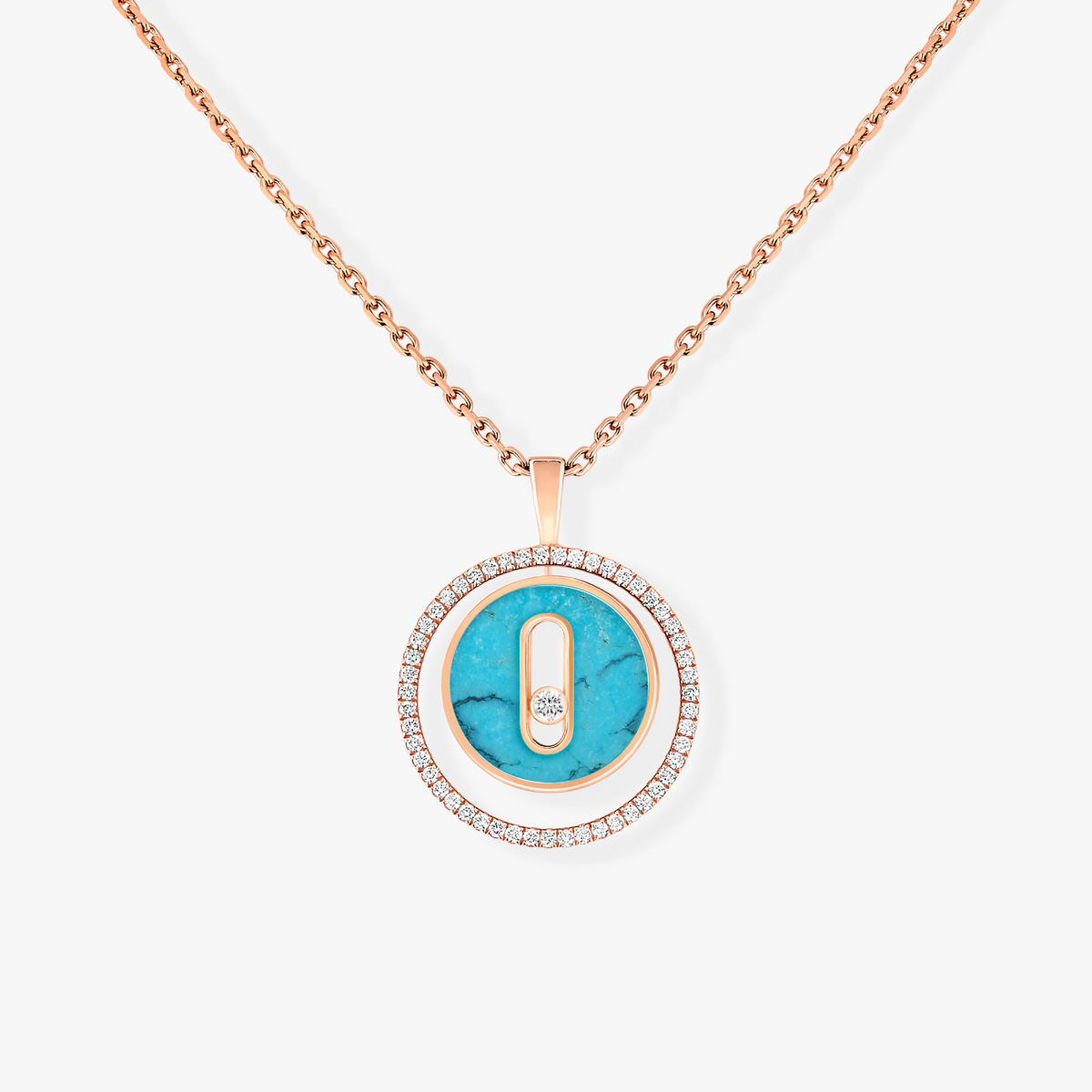 [⭐Aura]Demo MOVE 1 DIAMOND TURQUOISE PINK GOLD DIAMOND NECKLACE