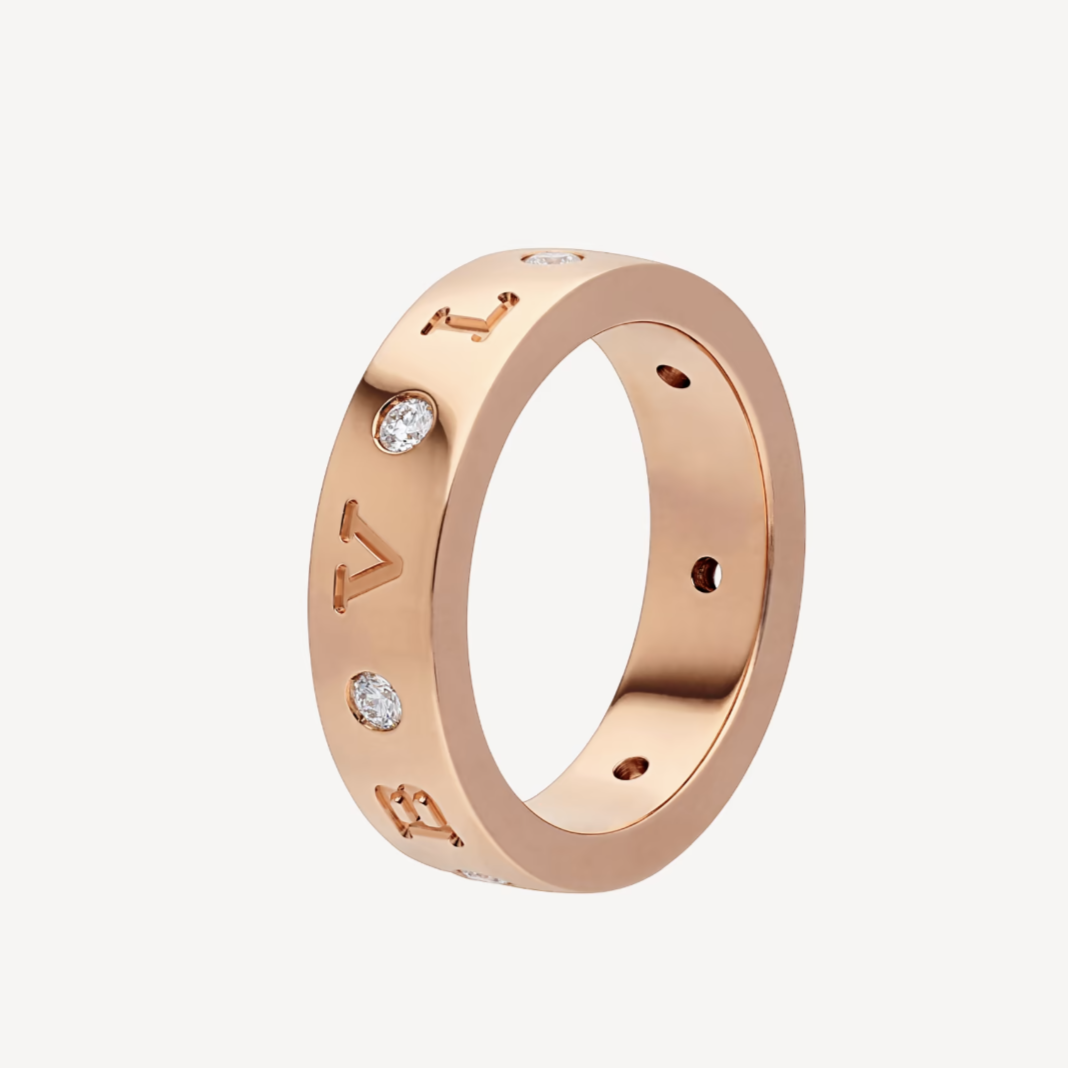 [⭐Aura]ZERO 1 ESSENTIAL PINK GOLD BAND WITH DIAMONDS RING