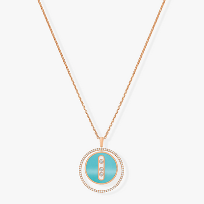 [⭐Aura]Demo MOVE 3 DIAMONDS TURQUOISE PINK GOLD DIAMOND NECKLACE