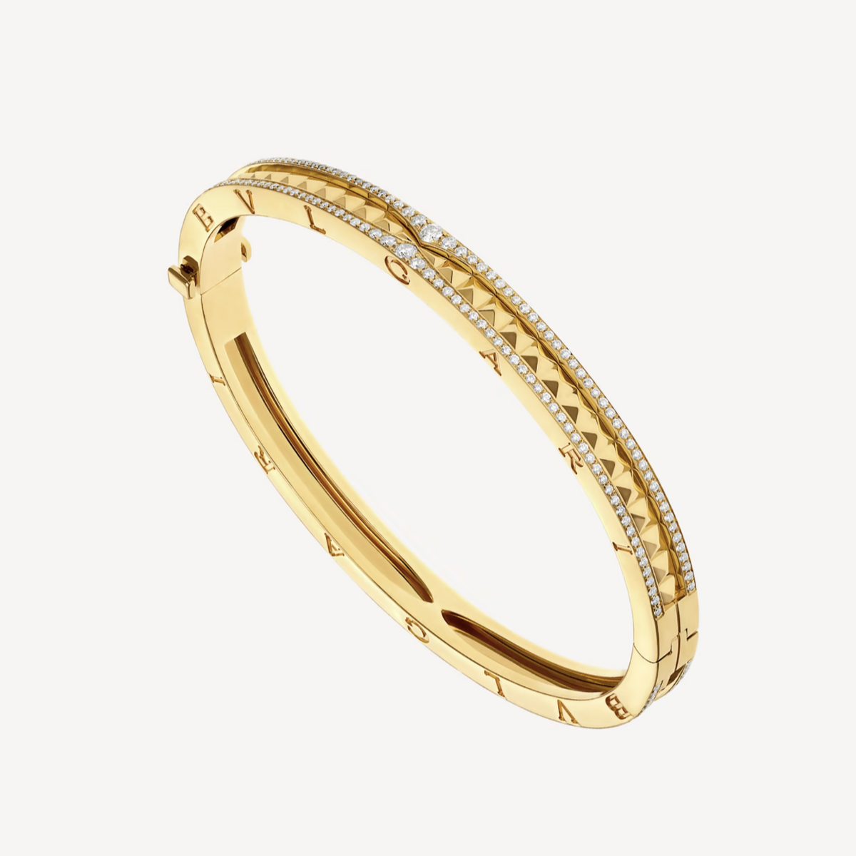 [⭐Aura]ZERO 1 SPIRAL AND PAVED DIAMOND GOLD BRACELET