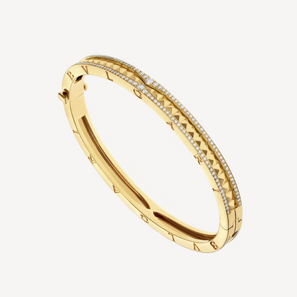 [⭐Aura]ZERO 1 SPIRAL AND PAVED DIAMOND GOLD BRACELET