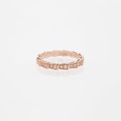 [⭐Aura]SERPENTI RING PINK GOLD DIAMOND PAVED 3MM