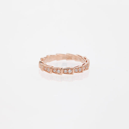 [⭐Aura]SERPENTI RING PINK GOLD DIAMOND PAVED 3MM
