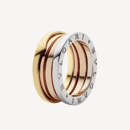 [⭐Aura]ZERO 1 THREE-BAND ROSE WHITE AND YELLOW RING